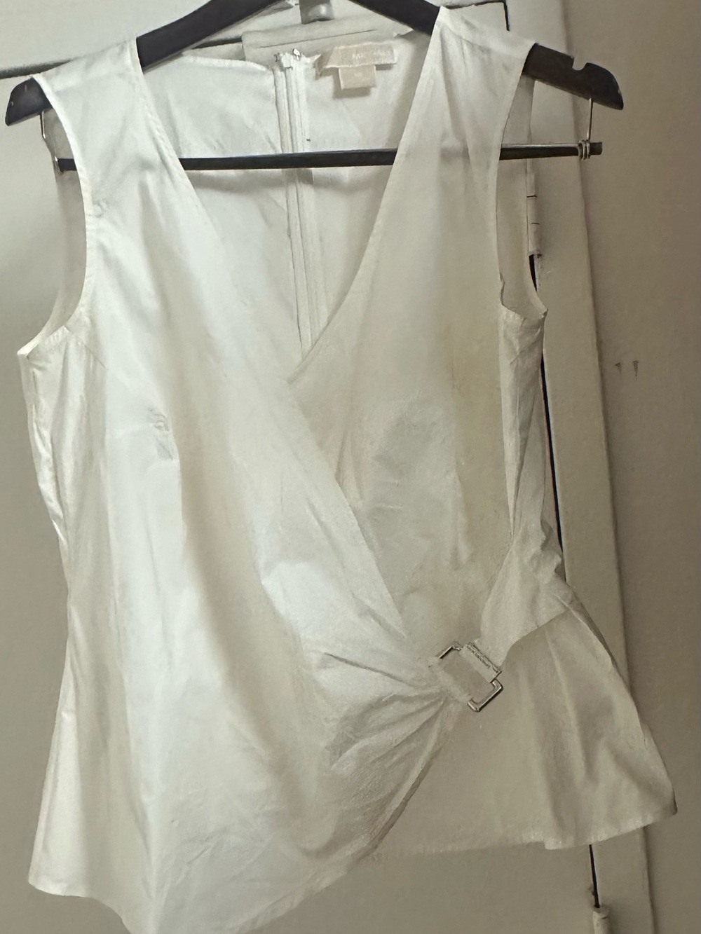 Michael Kors White Satin Labeled Sleeveless Top never used